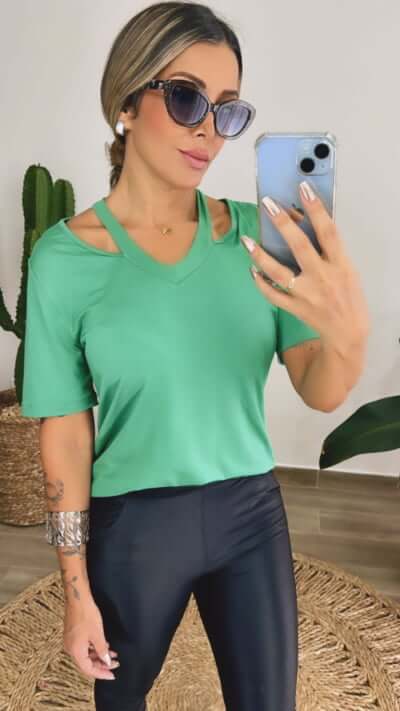 Blusa Ombro Vazado Carol Verde