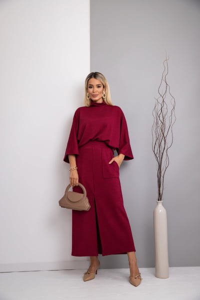 Conjunto em malha Crepe marsala Maite