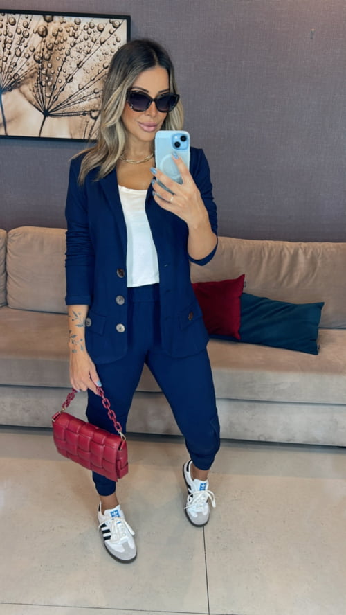 Conjunto de 3 peças Mariana blazer e calça cargo Preto pre venda envios 30/04