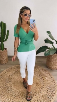 Blusa Transpassada Noeli Verde