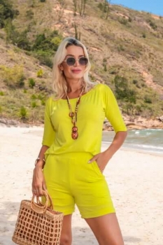 Conjunto de Shorts com Blusê Paula Amarelo Cítrico