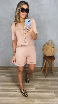 Conjunto de Shorts com Botões Elisa Nude