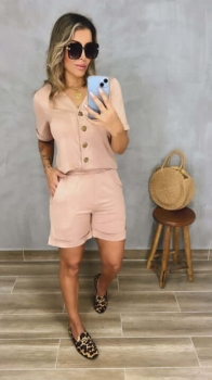 Conjunto de Shorts com Botões Elisa Nude