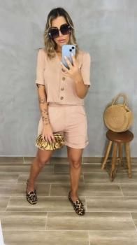 Conjunto de Shorts com Botões Elisa Nude