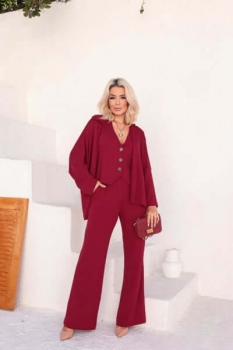 Conjunto de 3 peças com colete Donna Marsala