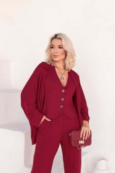 Conjunto de 3 peças com colete Donna Marsala