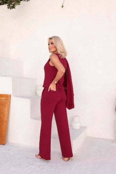 Conjunto de 3 peças com colete Donna Marsala