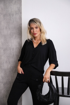 Conjunto camisa oversized Luiza 2.0 Preto