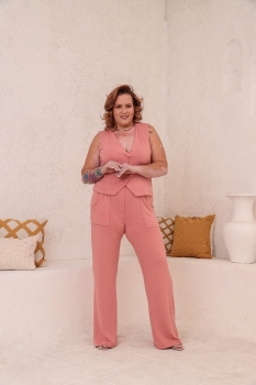 Conjunto Colete e pantalona Kate Rosa Barroco