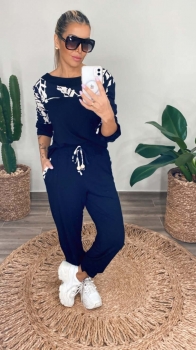 Conjunto Camila Preto com Estampa Floral