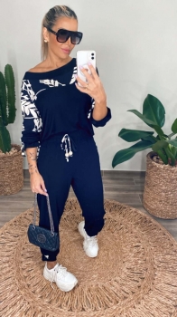 Conjunto Camila Preto com Estampa Floral