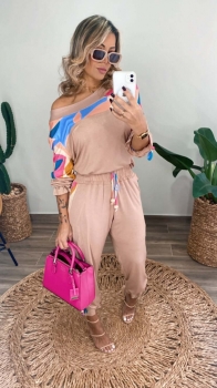 Conjunto Camila Nude com Estampa Floral