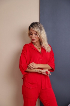 Conjunto camisa oversized luiza 2.0 vermelho