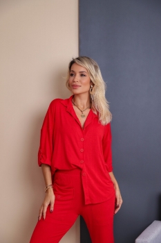 Conjunto camisa oversized luiza 2.0 vermelho