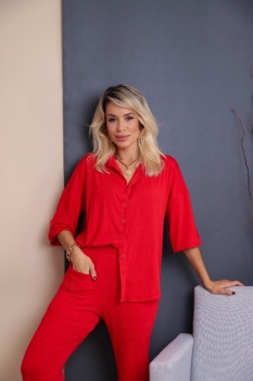 Conjunto camisa oversized luiza 2.0 vermelho