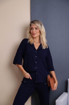 Conjunto de camisa oversized  Luiza 2.0 Marinho