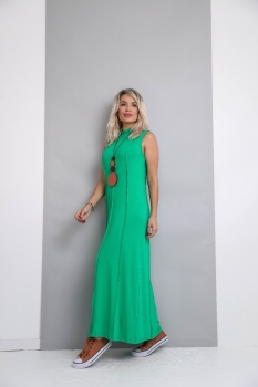 Vestido em malha com recortes Helena Verde Jade