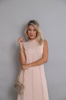 Vestido  em malha com recortes Helena Nude