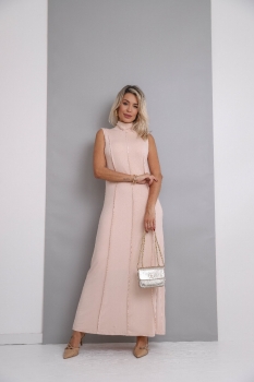 Vestido  em malha com recortes Helena Nude