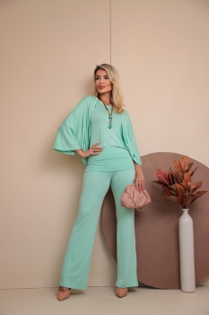 Conjunto em malha com 3 peças Michele Verde Menta