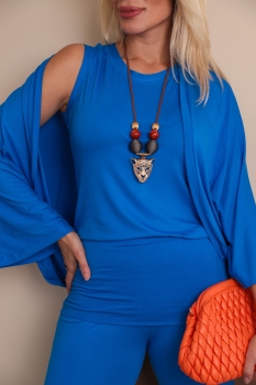 Conjunto em malha com 3 Peças Michele Azul Celeste