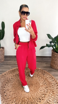 Conjunto em Air Flow com Zíper Catarina Vermelho