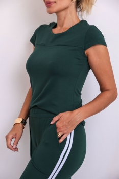 Conjunto Silvia inspiração com listras verde com branco